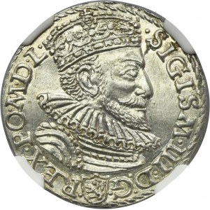 Zygmunt III Waza, Trojak Malbork 1592 - NGC MS62
