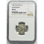 Zygmunt III Waza, Trojak Malbork 1592 - NGC MS62