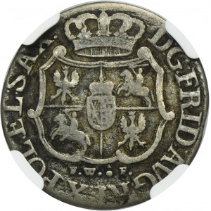 August III Sas, 1/24 Talara (grosz) jednostronne Drezno FWôF - NGC MINT ERROR VF 30 - BROCKAGE
