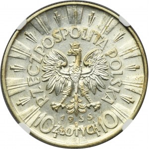 Piłsudski, 10 złotych 1935 - NGC AU DETAILS