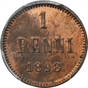 Finland, Autonomia, Nicholas II, 1 Penni Helsinki 1898 - PCGS MS63 RB