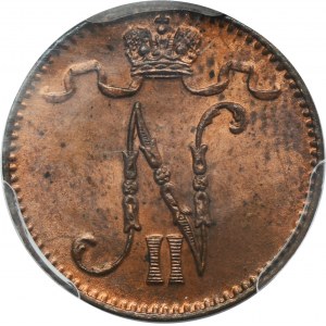 Finland, Autonomia, Nicholas II, 1 Penni Helsinki 1898 - PCGS MS63 RB