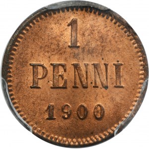 Finland, Autonomia, Nicholas II, 1 Penni Helsinki 1900 - PCGS MS64 RD