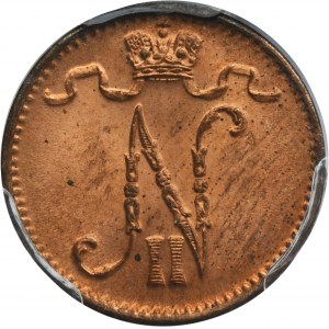 Finland, Autonomia, Nicholas II, 1 Penni Helsinki 1900 - PCGS MS64 RD