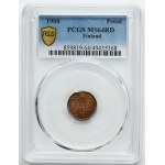 Finland, Autonomia, Nicholas II, 1 Penni Helsinki 1900 - PCGS MS64 RD