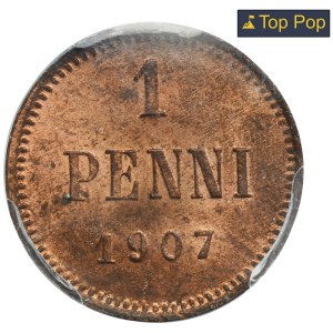 Finland, Autonomia, Nicholas II, 1 Penni Helsinki 1907 - PCGS MS64 RB
