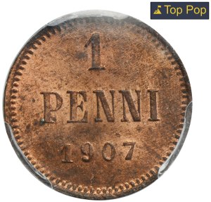 Finland, Autonomia, Nicholas II, 1 Penni Helsinki 1907 - PCGS MS64 RB