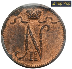 Finland, Autonomia, Nicholas II, 1 Penni Helsinki 1907 - PCGS MS64 RB