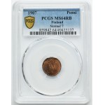 Finland, Autonomia, Nicholas II, 1 Penni Helsinki 1907 - PCGS MS64 RB
