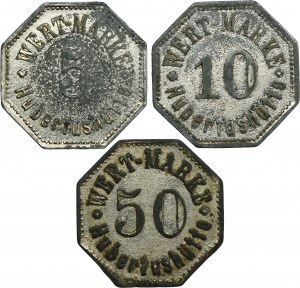 Set, Beuthn, Lagiewnick, Huberthushütte, 5 Pfennig, 10 Pfennig and 50 Pfennig (3 pcs.)