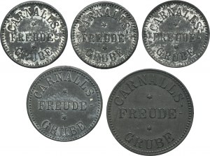 Set, Beuthn, Lagiewnick, Carnalls Freude Grube, 1 Pfennig, 2 Pfennig, 5 Pfennig, 10 Pfennig and 25 Pfennig (5 pcs.)