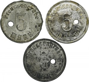 Set, Beuthn, Miechowitz, Preussengrube, 3 Mark and 5 Mark (3 pcs.)