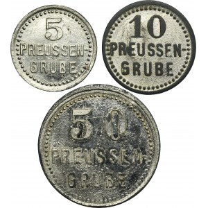 Set, Beuthn, Miechowitz, Preussengrube, 5 Pfennig, 10 Pfennig and 50 Pfennig (3 pcs.)
