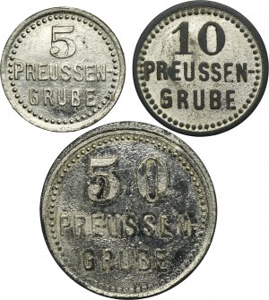 Set, Beuthn, Miechowitz, Preussengrube, 5 Pfennig, 10 Pfennig and 50 Pfennig (3 pcs.)