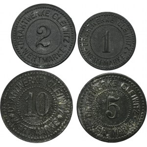 Set, Gleiwitz, Drahtwerke, 1 Pfennig, 2 Pfennig, 5 Pfennig and 10 Pfennig (4 pcs.)