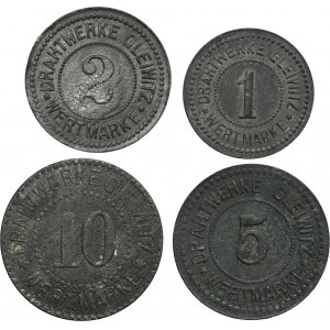 Set, Gleiwitz, Drahtwerke, 1 Pfennig, 2 Pfennig, 5 Pfennig and 10 Pfennig (4 pcs.)