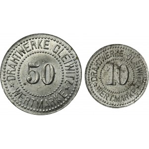 Set, Gleiwitz, Drahtwerke, 10 Pfennig and 50 Pfennig (2 pcs.)