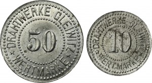 Set, Gleiwitz, Drahtwerke, 10 Pfennig and 50 Pfennig (2 pcs.)