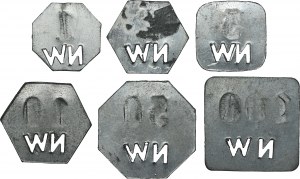Set, Gleiwitz, Laband, Schlesische Nickelwerke, 1 Pfennig, 2 Pfennig, 5 Pfennig, 10 Pfennig, 50 Pfennig and 100 Pfennig (6 pcs.)