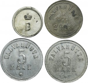 Set, Schwientochlowitz, Falvahütte, 25 Pfennig, 2 Mark and 5 Mark (4 pcs.)