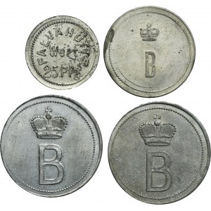 Set, Schwientochlowitz, Falvahütte, 25 Pfennig, 2 Mark and 5 Mark (4 pcs.)