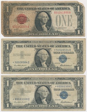 États-Unis, série de 1 $ 1928-57 (3 pièces).