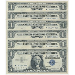 USA, zestaw 1 dolar 1957 (6 szt.)