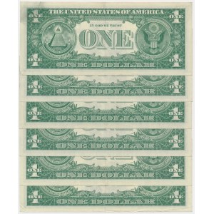 USA, zestaw 1 dolar 1957 (6 szt.)