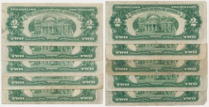 USA, set 2 Dollars 1928-63 (10 pcs.)