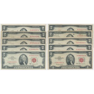 USA, zestaw 2 dolary 1953-63 (10 szt.)