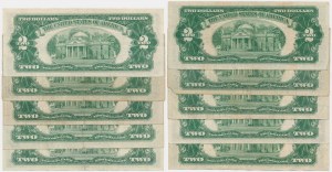 USA, set 2 Dollars 1953-63 (10 pcs.)