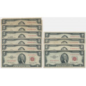 USA, zestaw 2 dolary 1953-63 (10 szt.)