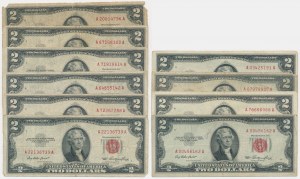 USA, set 2 Dollars 1953-63 (10 pcs.)