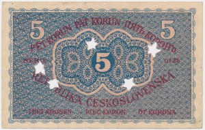 Czechoslovakia, 5 Korun 1919 - cancelled