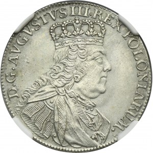 August III Sas, Ort Lipsk 1754 EC - NGC UNC DETAILS