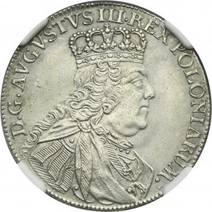 Augustus III of Poland, 18 Groschen Leipzig 1754 EC - NGC UNC DETAILS