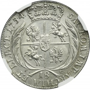 August III Sas, Ort Lipsk 1754 EC - NGC UNC DETAILS