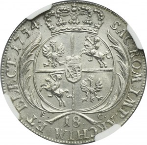 Augustus III of Poland, 18 Groschen Leipzig 1754 EC - NGC UNC DETAILS