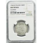 August III Sas, Ort Lipsk 1754 EC - NGC UNC DETAILS