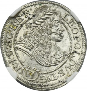Silesia, Habsburg rule, Leopold I, 6 Kreuzer Breslau 1673 SHS - NGC MS65