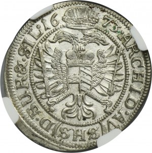 Silesia, Habsburg rule, Leopold I, 6 Kreuzer Breslau 1673 SHS - NGC MS65