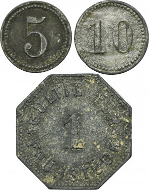 Set, Hindenburg, Zaborze, Kokswerk Skalley, 5 Pfennig, 10 Pfennig and Token for breakfast (3 pcs.)