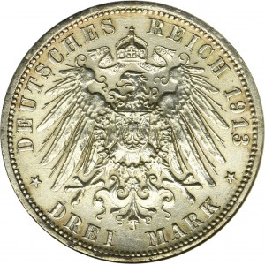 Niemcy, Królestwo Prus, Wilhelm II, 3 Marki Berlin 1913 A