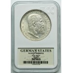 Germany, Kingdom of Württemberg, Wilhelm II, 5 Mark Stuttgart 1908 F