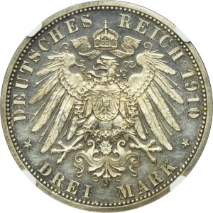 Germany, Saxony-Weimar-Eisenach, Wilhelm Ernst, 3 Mark Berlin 1910 A NGC PF62