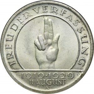 Germany, Weimar Republic, 5 Mark Berlin 1929 A - Weimar Oath