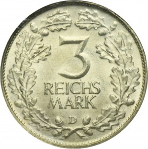 Germany, Weimar Republic, 3 Mark Munich 1925 D - NGC MS64