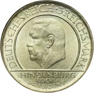 Germany, Weimar Republic, 3 Mark Stuttgart 1929 F - Weimar Oath