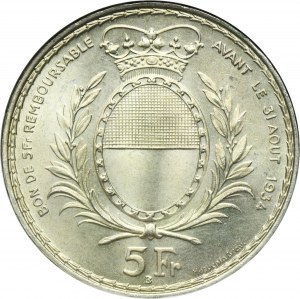 Suisse, 5 Francs Berne 1934 B - Festival de tir de Fribourg