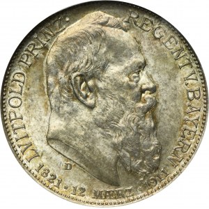 Germany, Bavaria, Regent Luitpold, 2 Mark Munich 1911 D